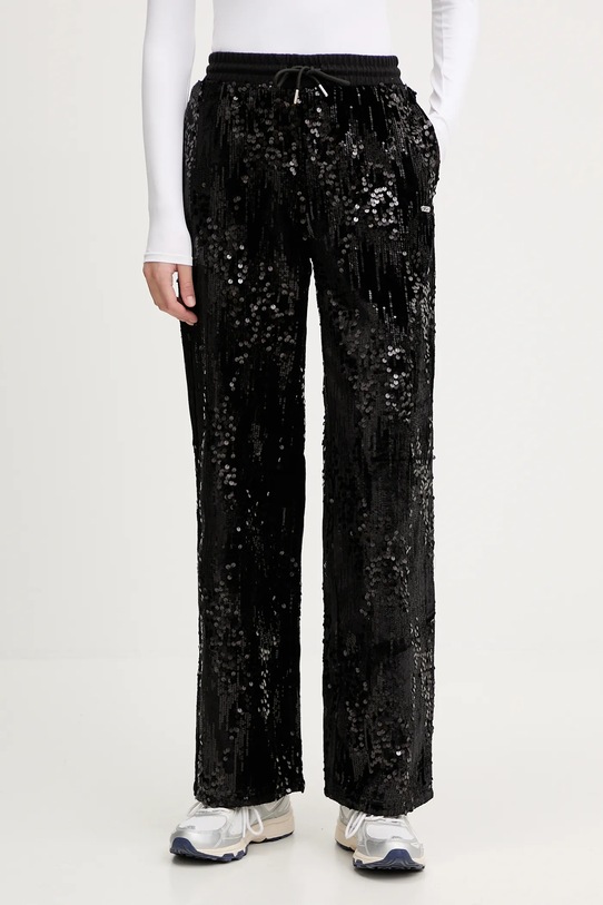 Βελούδινο παντελόνι φόρμας Guess πλεκτό ύφασμα μαύρο V5BB01.K1922