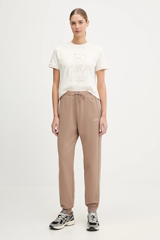 Guess spodnie dresowe OCTAVIA V5BB23.KCX22 brązowy NC25