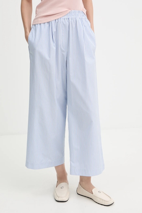 Weekend Max Mara spodnie bawełniane FLEUR wzorzyste niebieski 2525136021600