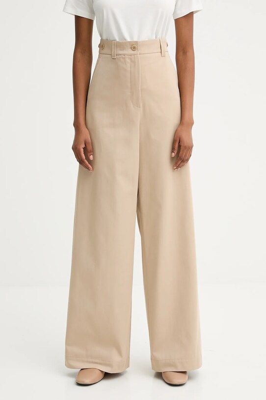 Bavlněné kalhoty Weekend Max Mara ALFEO high béžová 2525136101600