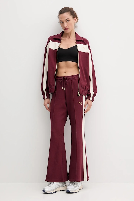 Puma pantaloni de trening 632138 burgundia AW25