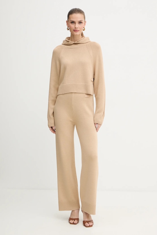 Armani Exchange pantaloni cu lână XW000769.AF13774 bej AW25