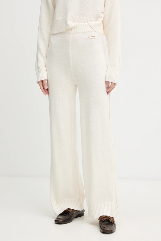 Armani Exchange spodnie z dodatkiem wełny dzianina beżowy XW000769.AF13774