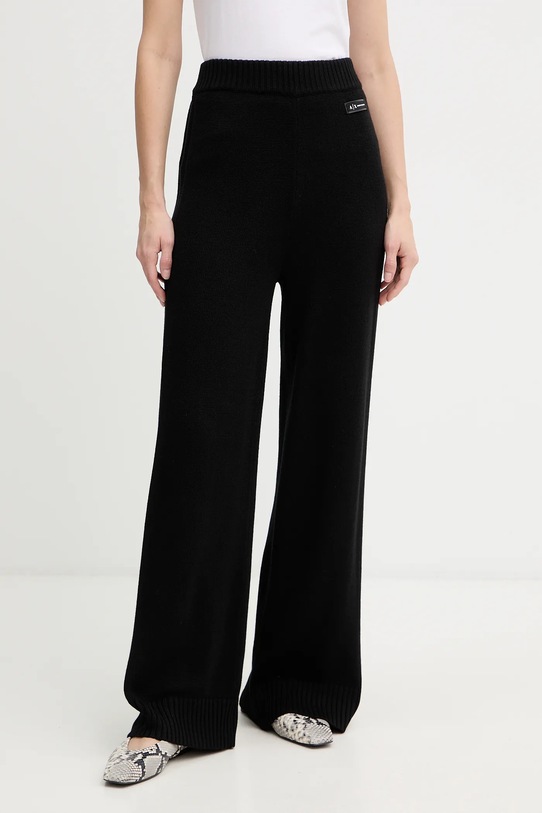 Armani Exchange spodnie z dodatkiem wełny dzianina czarny XW000769.AF13774