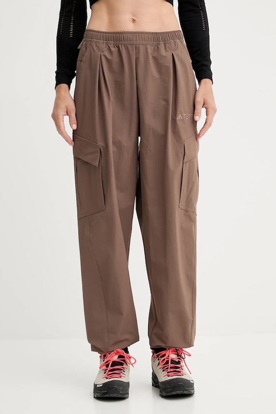 Outdoorové kalhoty adidas TERREX látka hnědá JM9857