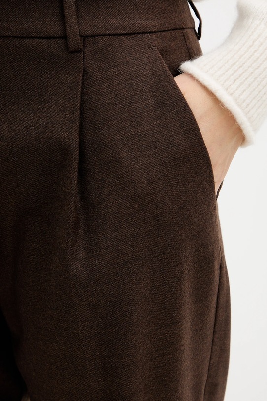 Weekend Max Mara spodnie z wełną CALDAIA brązowy 2525136152600