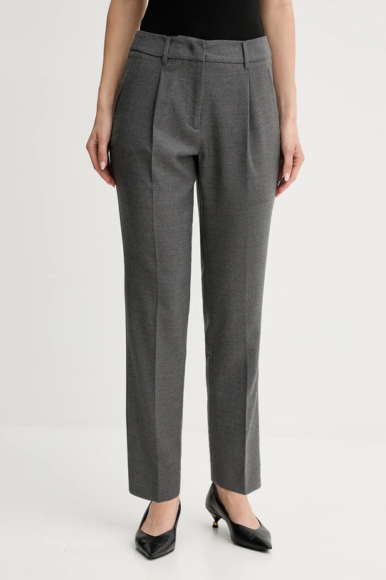 Weekend Max Mara spodnie z wełną CALDAIA z elastanem szary 2525136152600