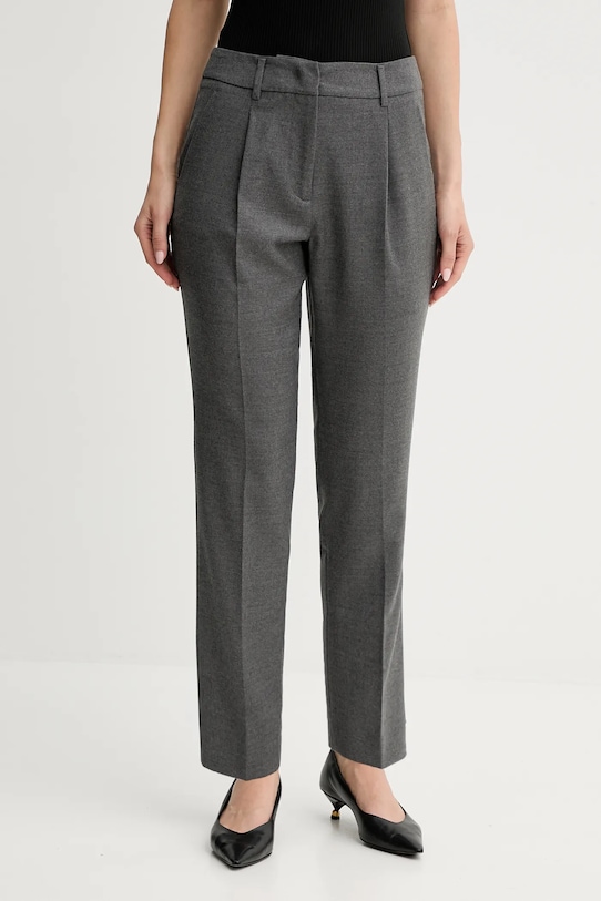 Weekend Max Mara spodnie z wełną CALDAIA z elastanem szary 2525136152600