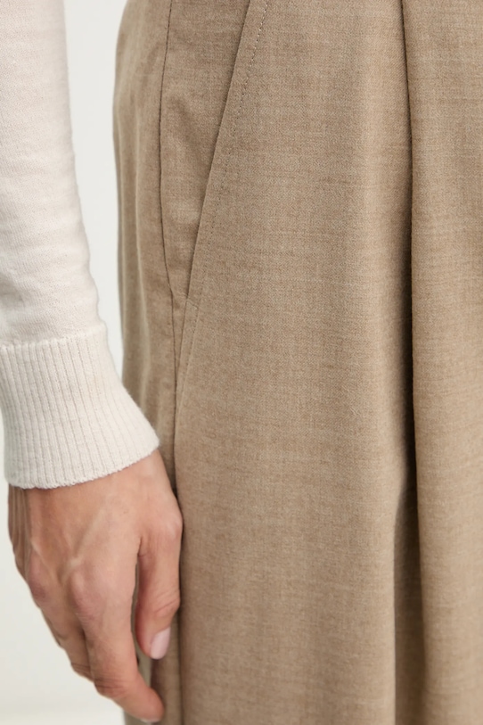 Weekend Max Mara spodnie z dodatkiem wełny GLOBALE beżowy 2525136162600