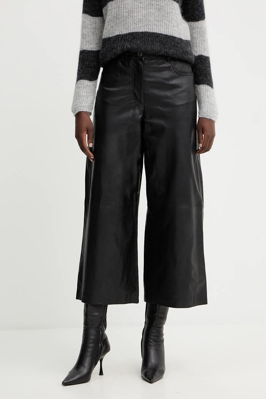 Weekend Max Mara pantaloni de piele BLANC piele naturală negru 2525436012600