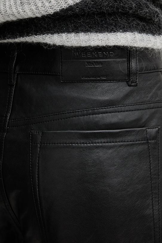 Weekend Max Mara pantaloni de piele BLANC negru 2525436012600