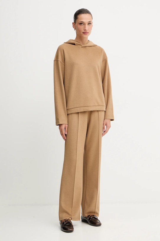 Nohavice s prímesou vlny Weekend Max Mara SPONDA 2525786022600 zelená AW25