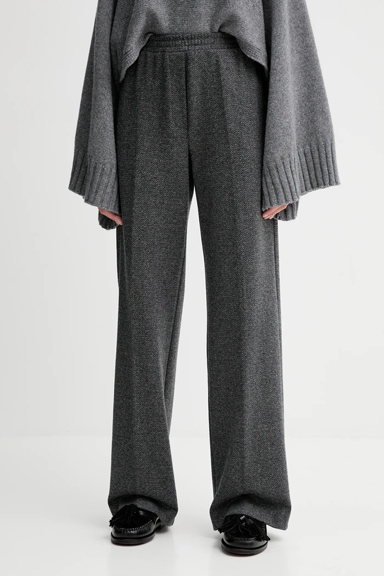 Weekend Max Mara spodnie z dodatkiem wełny ZELMA wzorzyste szary 2525786042600
