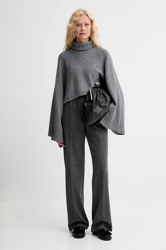 Weekend Max Mara spodnie z dodatkiem wełny ZELMA 2525786042600 szary AW25
