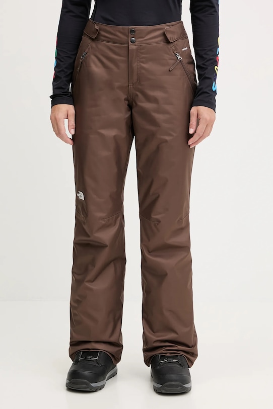 The North Face spodnie narciarskie Sally Insulated tkanina brązowy NF0A7WYJ1OI1