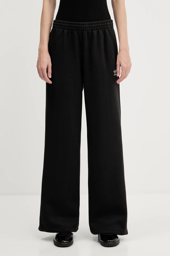 adidas Originals spodnie dresowe Essentials Wide Leg Fleece dzianina czarny JX5251