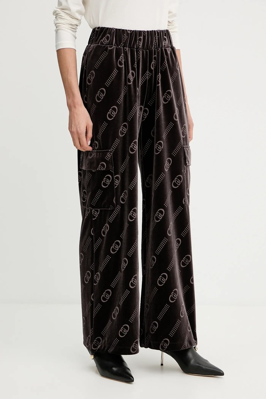 Liu Jo pantaloni da tuta in velluto maglia marrone TF5111.J4955