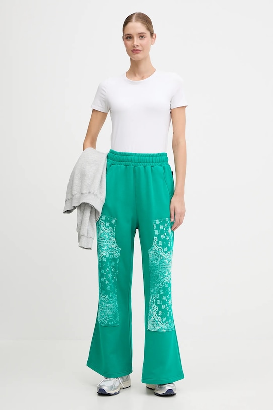 Puma pantaloni de trening din bumbac 632845 verde AW25