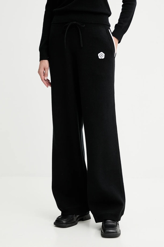 Kenzo spodnie z dodatkiem wełny aplikacja czarny FF62PA6003LF