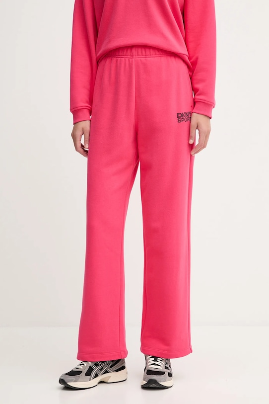 Dkny spodnie dresowe bawełniane aplikacja różowy DP5P3650