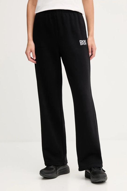 Dkny spodnie dresowe bawełniane aplikacja czarny DP5P3650
