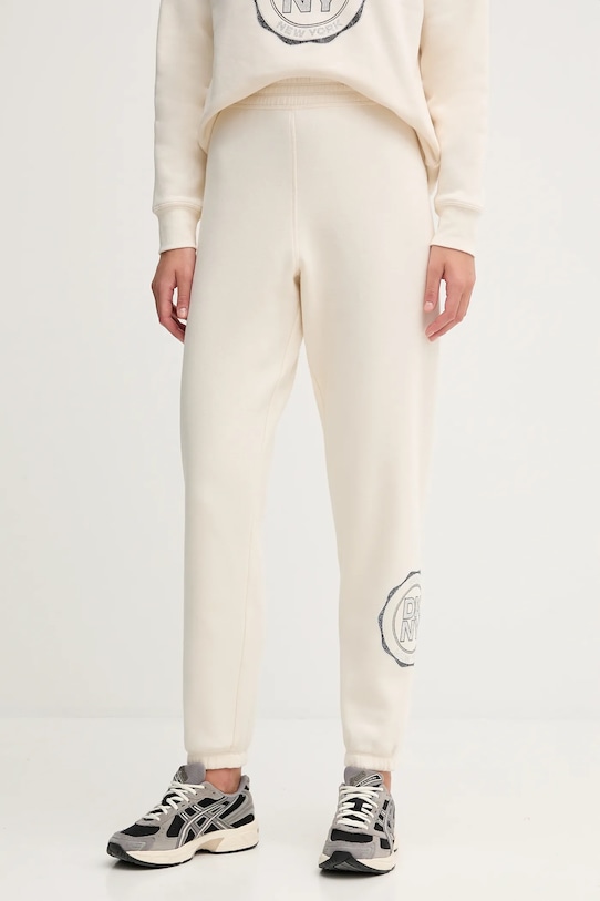 Dkny spodnie dresowe dzianina beżowy DP5P3667