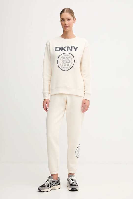 Dkny spodnie dresowe DP5P3667 beżowy AW25