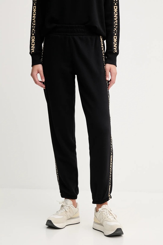 Dkny spodnie dresowe bawełniane aplikacja czarny DP5P3719