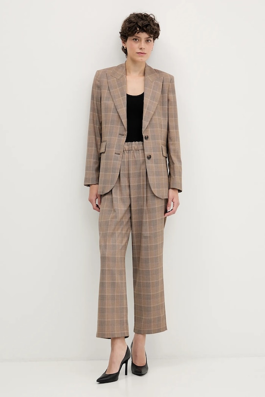 Sisley spodnie 4L0SLF07I beżowy AW25