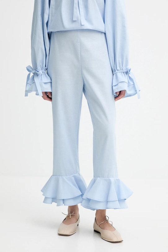 The Sleeper pantaloni din in drept albastru CHPT06P010N