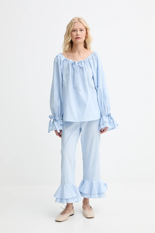 Льняные брюки The Sleeper CHPT06P010N голубой AW25