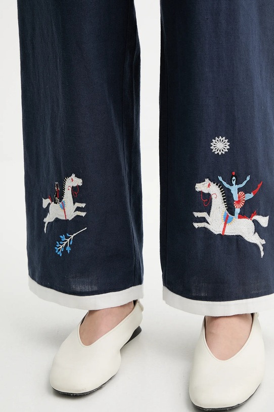 The Sleeper pantaloni din amestec de in bleumarin FW2402EP