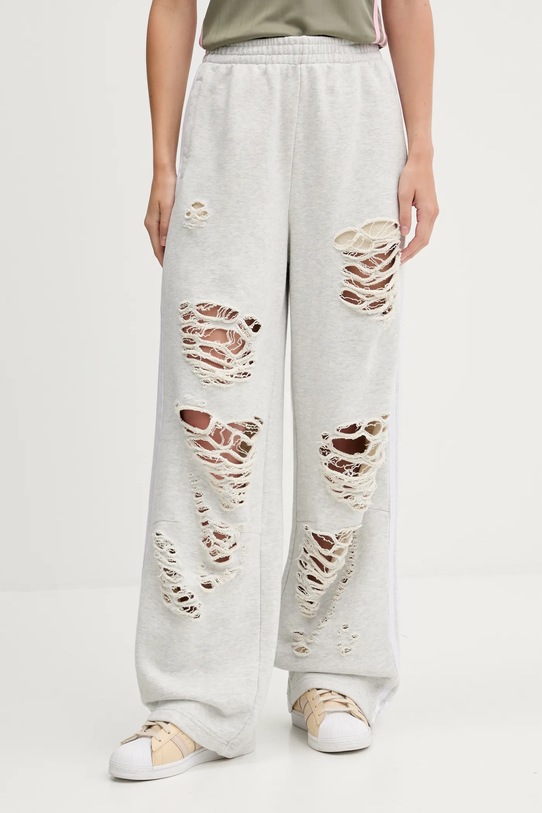 Βαμβακερό παντελόνι adidas Originals Joggers πλεκτό ύφασμα γκρί KC8822