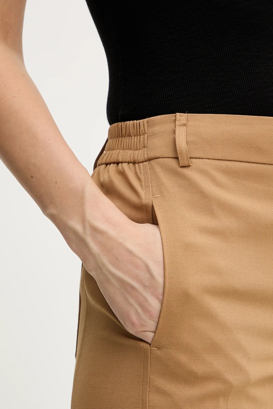 Twinset spodnie z domieszką wełny brązowy 252LI2VCC