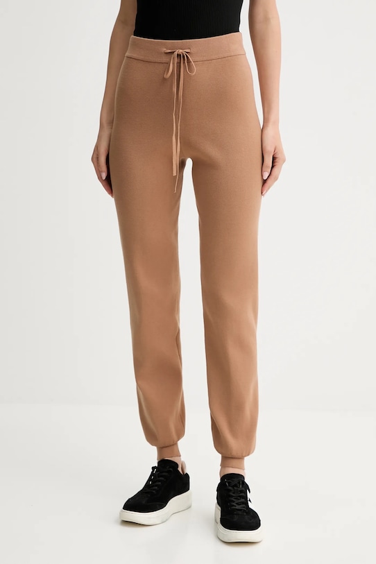 Twinset spodnie dresowe dzianina brązowy 252TP3408