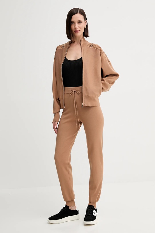 Twinset spodnie dresowe 252TP3408 brązowy AW25