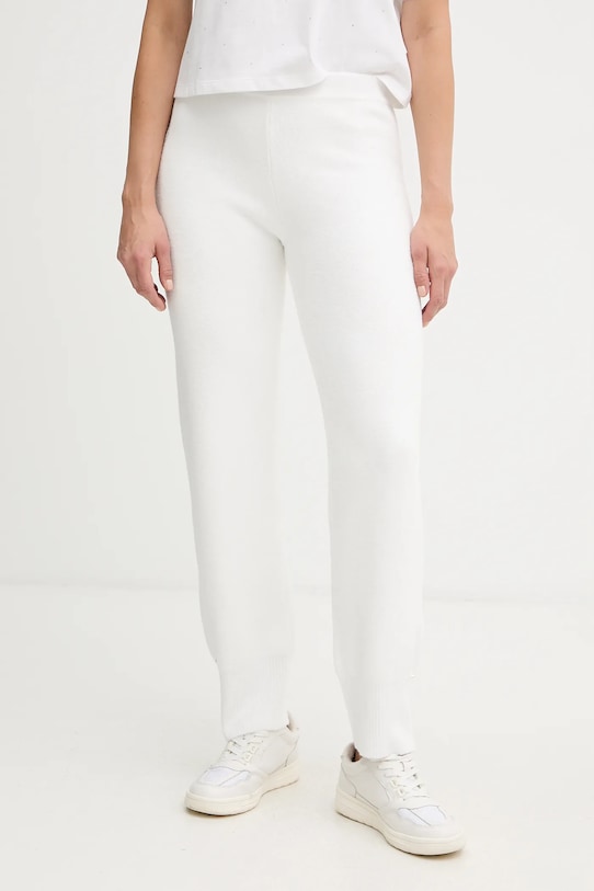 Twinset spodnie dresowe z domieszką wełny dzianina biały 252LL3EBB