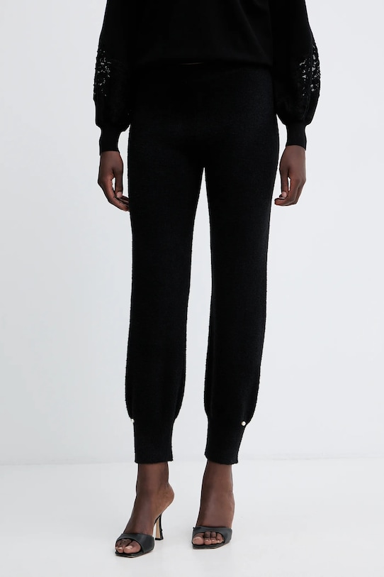 Twinset spodnie dresowe z domieszką wełny dzianina czarny 252LL3EBB