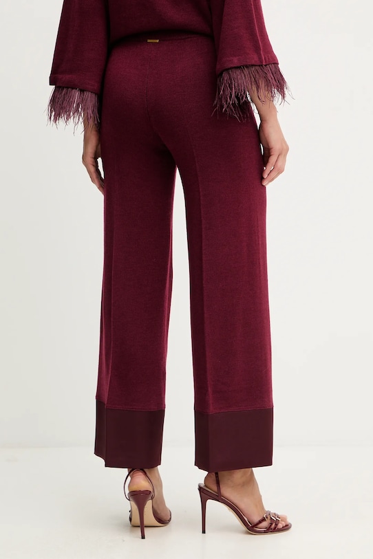 Odzież Twinset spodnie z dodatkiem wełny 252LL3FBB bordowy
