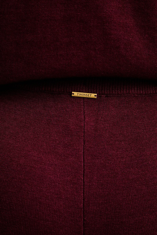Twinset spodnie z dodatkiem wełny 252LL3FBB bordowy