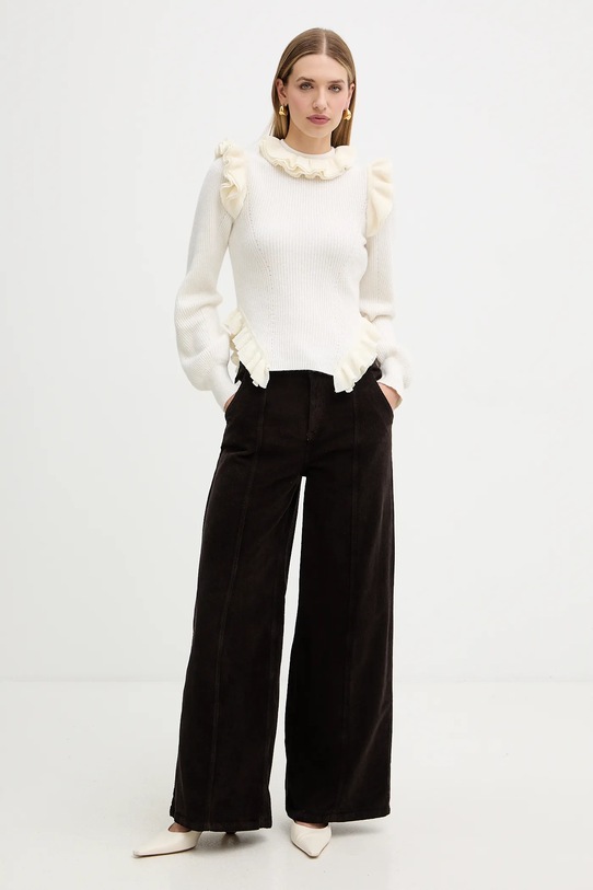 Twinset spodnie sztruksowe 252TT2180 brązowy AW25