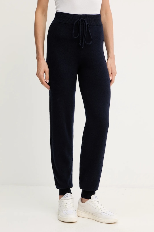 Teplákové kalhoty s vlnou Twinset pletenina námořnická modř 252TT3352