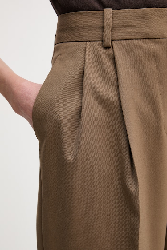 Hlače s dodatkom vune Tommy Hilfiger smeđa WW0WW48352