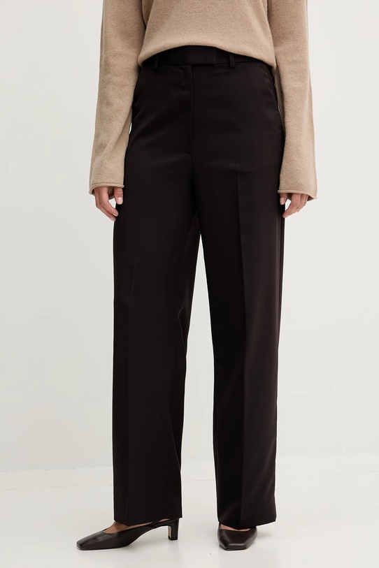 Tommy Hilfiger spodnie wełniane z elastanem bordowy WW0WW48362