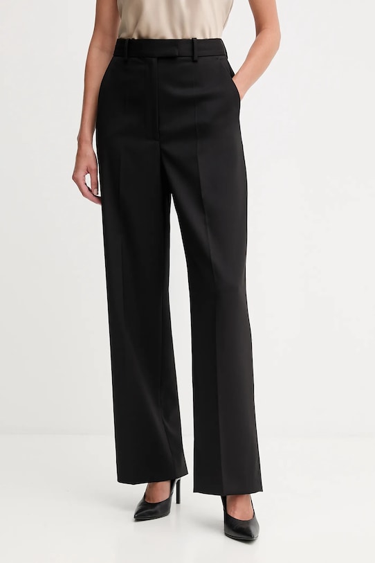 Tommy Hilfiger pantaloni de lână drept negru WW0WW48362