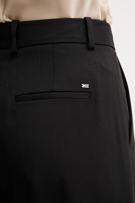 Vlněné kalhoty Tommy Hilfiger černá WW0WW48362