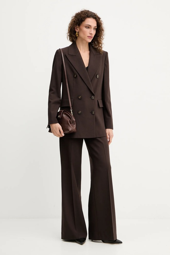 Μάλλινα παντελόνια Luisa Spagnoli 542476 καφέ AW25