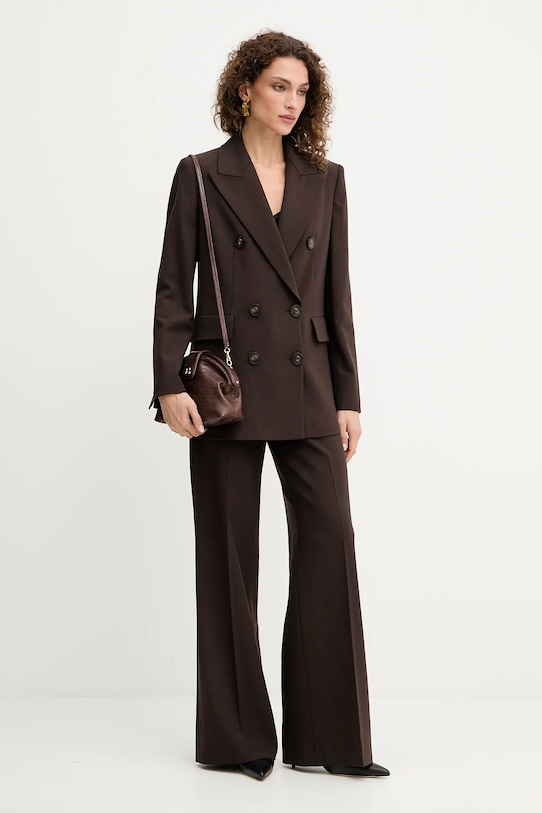 Μάλλινο παντελόνι Luisa Spagnoli 542476 καφέ AW25