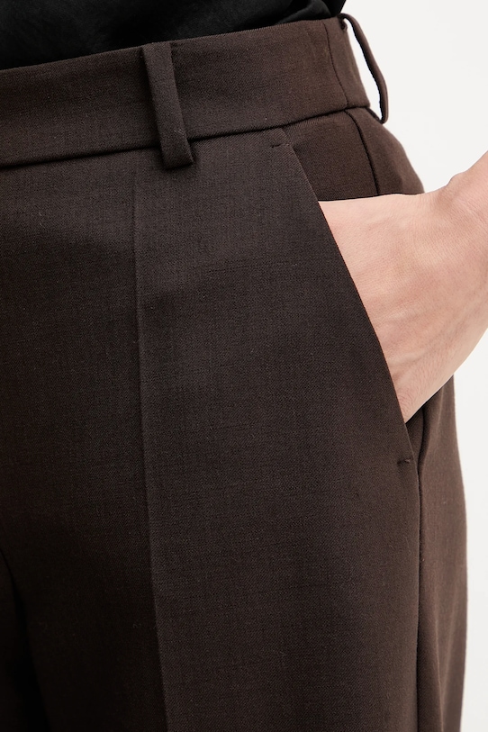 Μάλλινο παντελόνι Luisa Spagnoli καφέ 542476