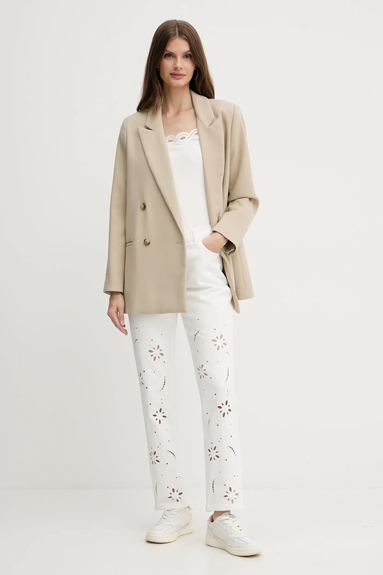 Morgan blugi din bumbac PBRAD alb AW25